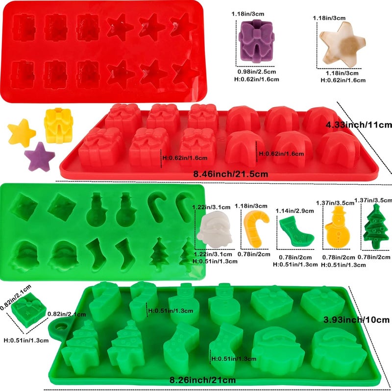 Winerming Christmas Silicone Molds Christmas Chocolate Mold Candy Molds for Baking Sweet Treats,Cake Xmas Gift Handmade Soap Candles with Shape of Christmas Tree Santa Head for Christmas Party, Home Baking - Image 2